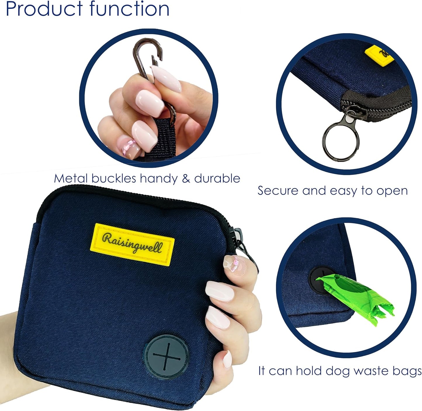 Dog Treat Pouch for Pet Walking and Training with Clicker Poop Bags Small Fanny Zipper Pack Holder for Puppy Snack Dispenser Kit for Leash and Outdoor Use (Blue)
