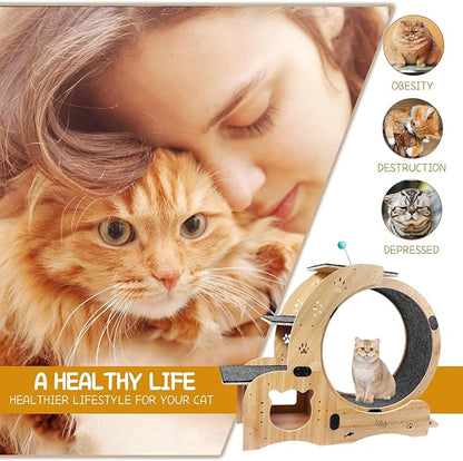 55" cat Wheel，cat Wheels for Indoor Cats，with Cat Bed, Scratching Board, Detachable Mat, Climbing Frame, Nest & Toys,6 in 1 Large Cats Treadmill，for Running/Walking/Training