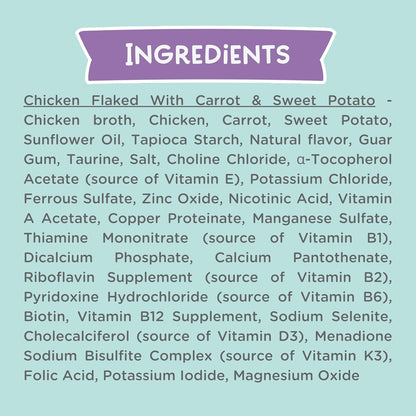 LOVE, NALA - Natural Adult Cat Wet Food - FLAKED Chicken with Carrot & Sweet Potato in Broth - Grain Free, Non-GMO, Lean Protein, Digestive Fiber Blend, Added Minerals & Vitamins - 12 Pack, 2.4 lbs.