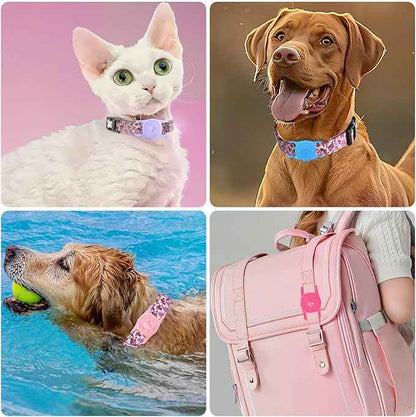 for Airtag Dog Collar Holder – (2 Pack) IP68 Waterproof Dog Air Tag Holder for Dog Collar, Anti-Lost & Durable Silicone Case, Compatible with Apple AirTags (Black & Purple)