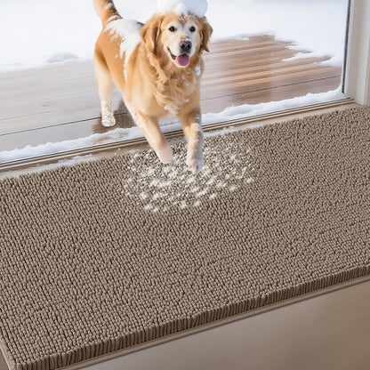 IM HOME Extra Large Dog Door Mats for Muddy Paws, Chenille Absorbent Dog Mats, Non Slip Heavy Mud Mat for Dogs, Soft Pet Mat for Entryway, Mud Paws, Inside Floor,71" x 25", Beige