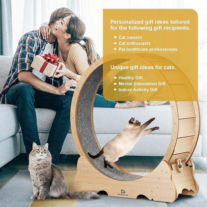 Cat Wheel, 48" XL Large Cat Treadmill for Indoor Pets, Cats Exercise Running Wheel with Detachable Carpet, Quiet and Sturdy, Suitable for Most Cats Running/Walking/Training