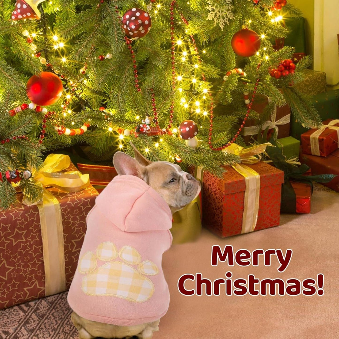 SAWMONG Dog Hoodie,Flannel Pet Hooded Sweater with Hat Puppy Pullover Sweater Shirt,Dog (Pink,S)