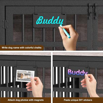 EasyCom 48"/42"/33" XXL Dog Crate Furniture with Casters, Heavy Duty Dog Kennel Indoor for Large Dogs, Escape-Proof and Chew-Proof Dog Cage for high Anxiety Dog, Decorate House as TV Stand, End Table