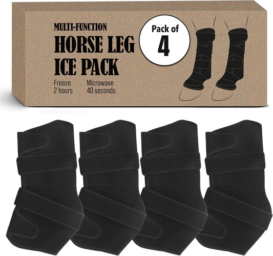 Hudson Comfort Horse Ice Boots Set of 4 – Cooling Horse Ice Pack Wrap for Knee, Hock, Ankle, Hooves Injury – Hot and Cold Therapy Horse Leg Wraps – Full Coverage Cold Packs - 4 Wraps + 8 Gel Packs