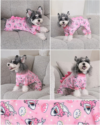 CuteBone Dinosaur Costume Dog Pajamas, Stretchy Spandex Crystal Velvet Sleepwear Coat for Small Dogs, Soft & Warm Pet Outfit Clothes for Cold Weather, Cozy Pullover Design COSP09L