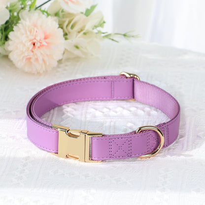 PET ARTIST PU Leather Dog Collar, Bright & Stylish Purple Dog Collar Girl with Quick Release Gold Metal Buckle, Soft Nylon Padded Durable Pet Collars Adjustable for Small Dogs, Neck Fit 9-14"