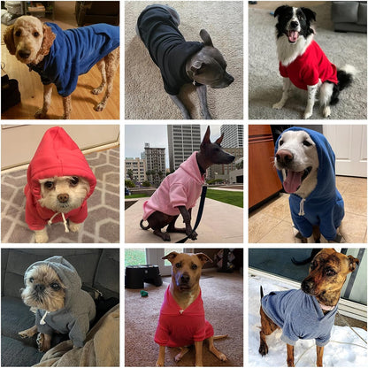 KOOLTAIL Basic Dog Hoodie - Soft and Warm Dog Hoodie Sweater with Leash Hole and Pocket, Dog Winter Coat, Cold Weather Clothes Sweatshirt for Small Medium Large Dogs Puppy Cat Boys Girls Red SM