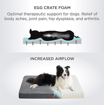 Bedsure Dog Beds Large Sized Dog - Orthopedic Flat Pet Beds with Removable Washable Cover, Egg Crate Foam Puppy Mat, Suitable for Pet Up to 65 lbs