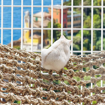 Rat Climbing Toys, 39 x 7 inch Small Animals Seagrass Mat Toy, Cat Climbing Toys, Natural Seagrass Woven Net Hammock with Hooks, Cage Accessories for Hamster Guinea Pig Parrot Parakeets Cockatiels