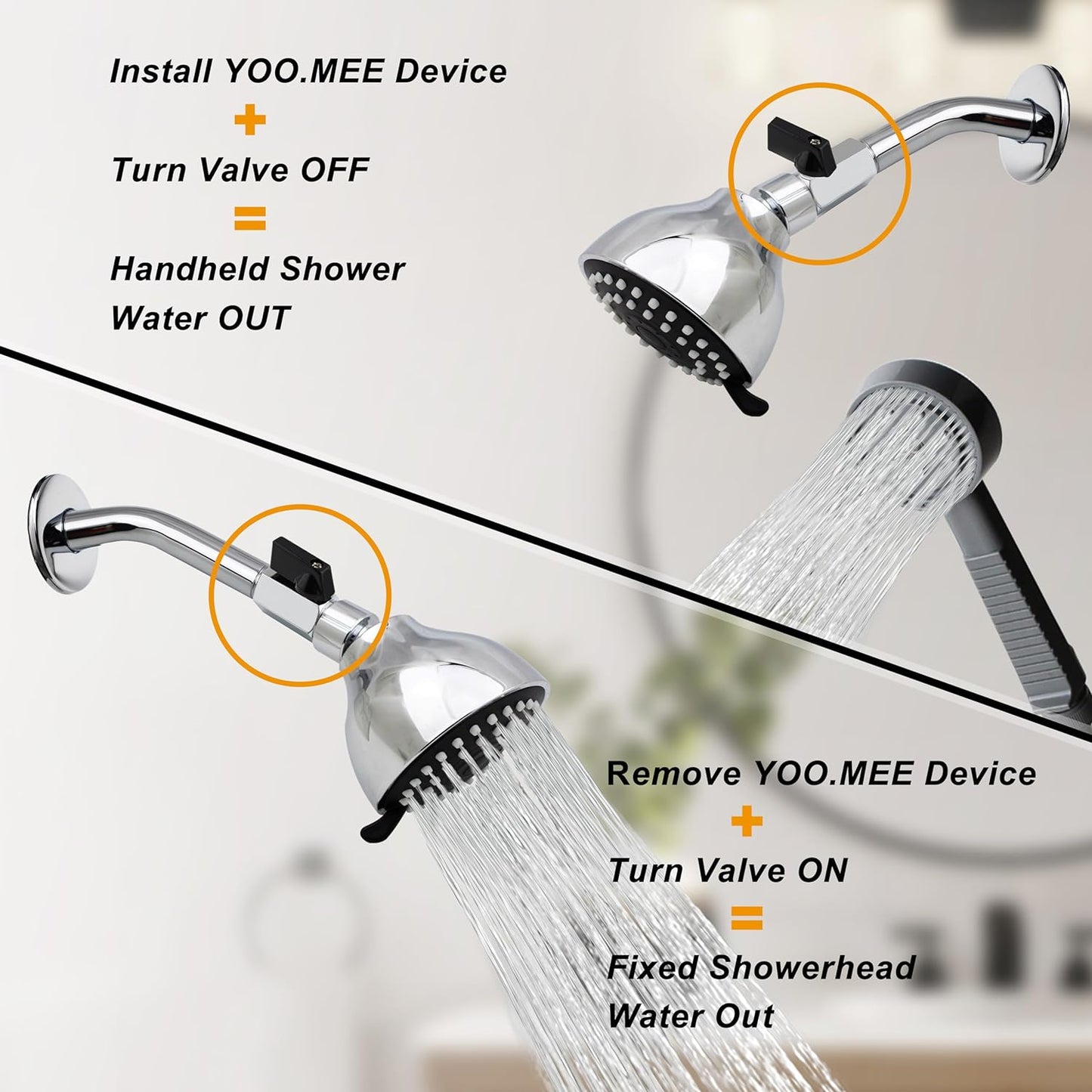 Pets Shower Attachment, Quick Connect on Tub Spout w/Front Diverter, Ideal for Washing Pets and Cleaning Tub, Portable and Convenience