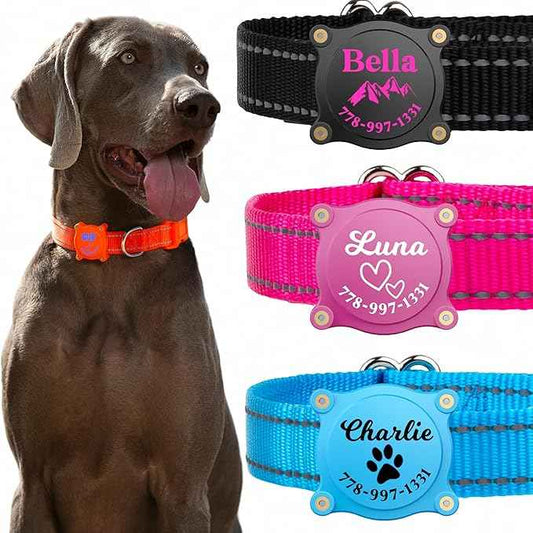 PAWBLEFY Personalized airtag Dog Collar Holder - Waterproof Ultra Durable Compatible with Apple air tag for Dogs & Cats - fits All Collar Width