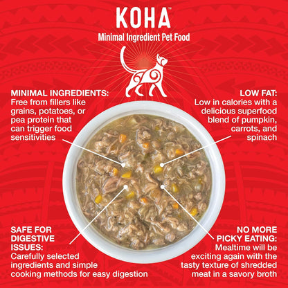 KOHA Pure Shreds Beef Entrée for Cats, Single Meat High Protein Wet Cat Food, 5.5oz Cans (Pack of 12)