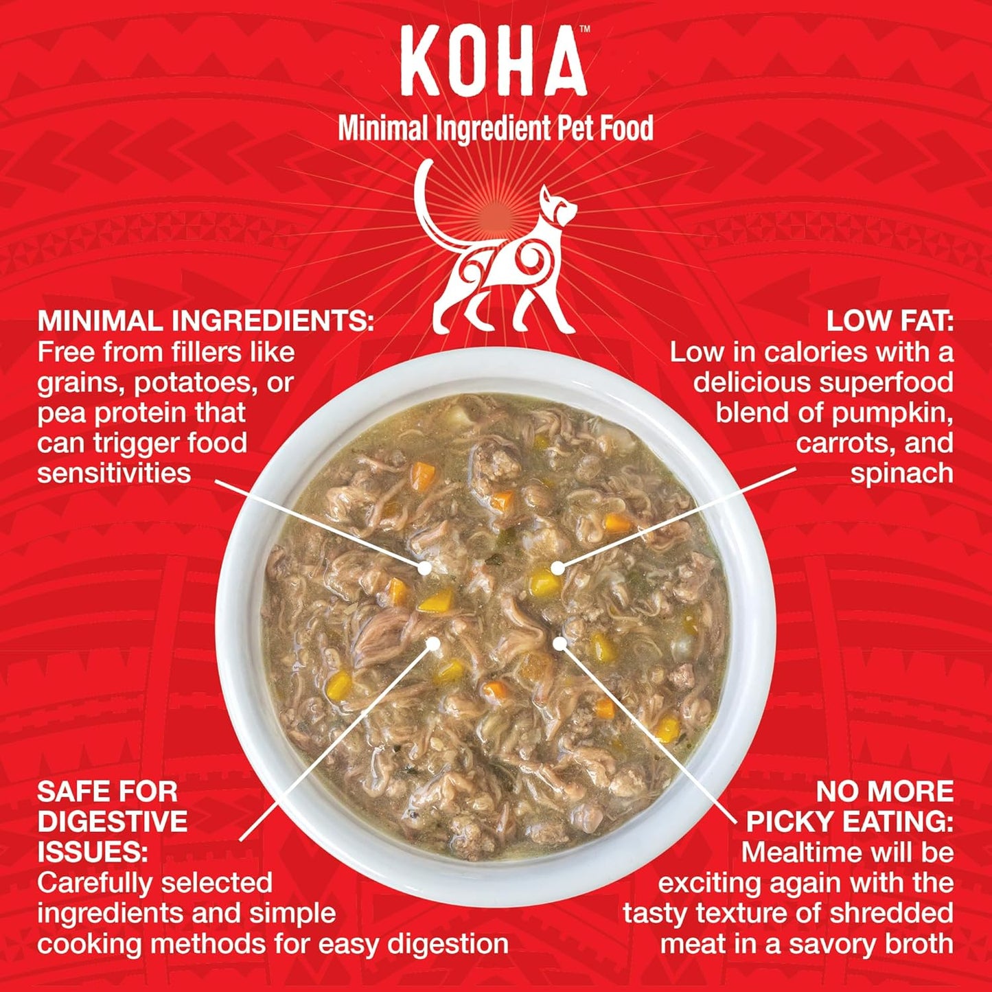 KOHA Pure Shreds Beef Entrée for Cats, Single Meat Wet Cat Food, 2.8oz Cans (Pack of 24)
