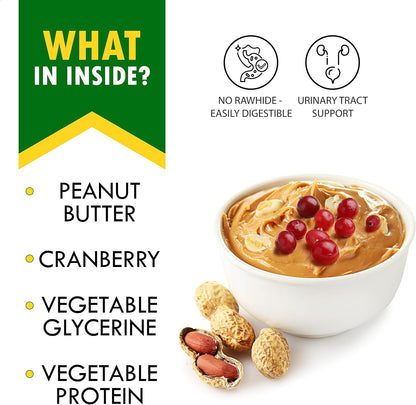 Dog Treats Peanut Butter Bones with Cranberry & Rawhide Free Chew 11 Oz - Pet Natural Mini & Big Snacks Healthy Collagen & Bulk Best Chews for Small & Large Dogs - Made for USA (Peanut Butter)