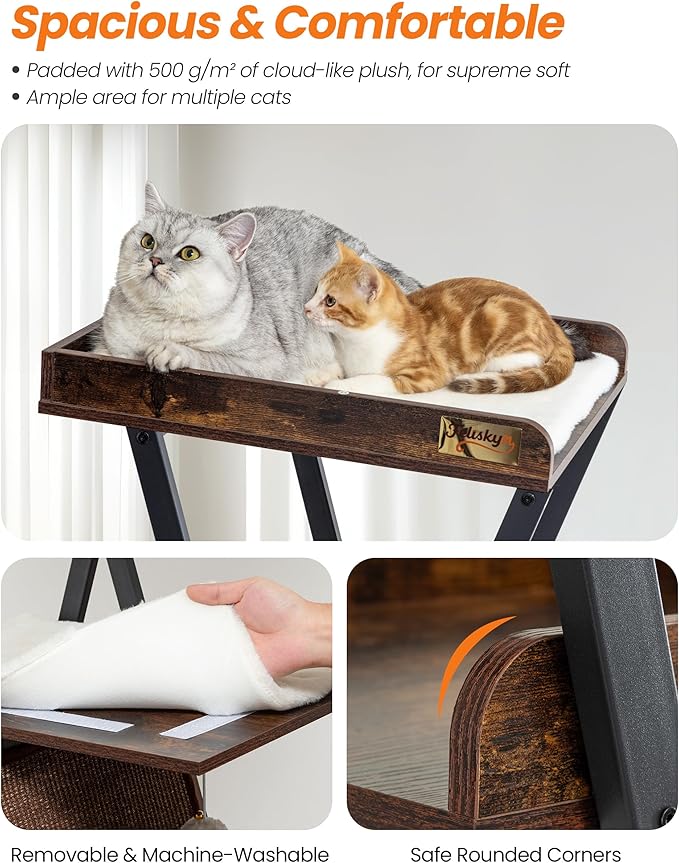 Modern Wood Cat Tree Tower for Indoor Cats Large Adult - 67 Inch Tall Multi-Level Heavy Duty Cat Condo Trees Furniture with Caves Perch Bed Scratching Board - XL Big Sturdy Wooden Kitty House