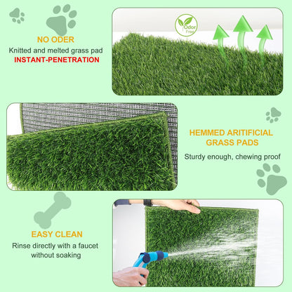MEEXPAWS XL Dog Grass Pad With Tray - Artificial Potty for Balcony, New Generation Instant-Penetration, Litter Box With Hemmed Edge, Disposable Pee Pad
