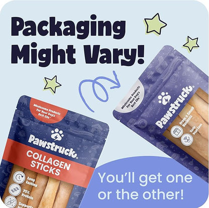 Pawstruck Natural Large Collagen Stick Springs for Dogs - Vet-Approved Long Lasting Alternative to Traditional Rawhide & Bully Sticks with Glucosamine & Chondroitin - 4 Pack - Packaging May Vary