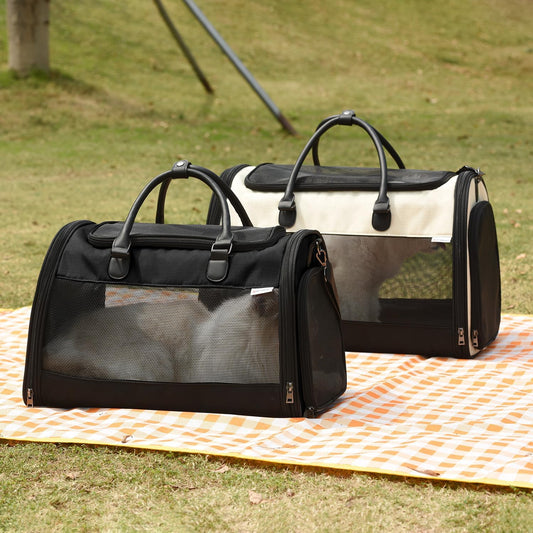 PET MARVEL Cat Carrier Soft Sided Large for Pet Dogs up to 25 Lbs, Airline Approved Mesh Pet Travel Bag, Breathable Bite-Resistant Fabric with Removable Washable Mat