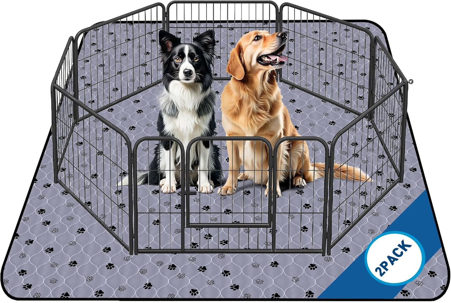 Fostanfly Non-Slip Washable Pee Pads for Dogs, 2 Pack Large 63"x63" Ultra-Absorbent and Leak-Proof Reusable Potty Training Pads for Dogs and Cats Puppy Pads