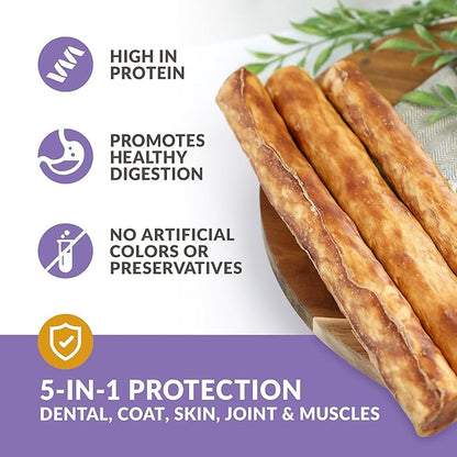 Wild Eats Collagen Chews - Stick Dog Treat for Medium & Large Dogs (10" 3ct, Real Duck) - Long Lasting, Rawhide Free, Low Fat, Grain Free Retriever Rolls
