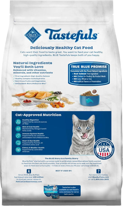 Blue Buffalo Tastefuls Indoor Natural Adult Dry Cat Food, Salmon & Brown Rice 10lb Bag