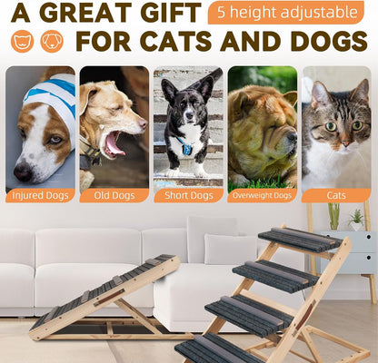 2-in-1 Dog Ramp and Dog Stairs Folding Ramp for Bed and Couch, Suitable for Small to Medium Dogs, Supports up to 150 Pounds