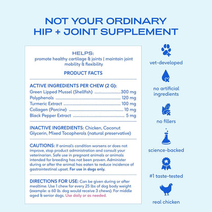 Native Pet Pain Relief for Dogs - Collagen for Dogs Promotes Joint Health, Reduce Inflammation & Stiffness - Senior Pup Joint Supplement - Natural Pain Reliever for Active & Aging Pets - 30 Chews