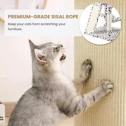 SHA CERLIN 65in Larger Cat Tree Tower Condo for Indoor Kitties/Multi-Level Furniture Activity Center with Wide Base/Cozy Plush Perches/Baskets/Sisal Scratching Posts and Hammock/White & Black Spot