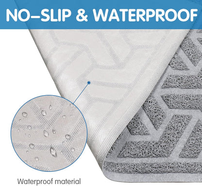 UPSKY Cat Litter Mat - Soft on Kitty Paws, Large Trapping Mat 35" x 24" for Scatter Control, Waterproof Extra Large Box Carpet