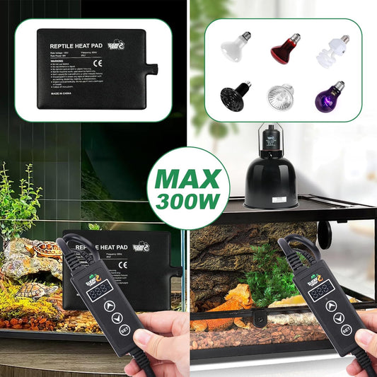 LUCKY HERP Reptile Dimming Thermostat, PID Heat Lamp Temperature Controller with LED Digital Screen, Terrarium Thermostat for Reptile Heat Lamp Heat Mat & Heaters, Support ℉/℃, Memory Function