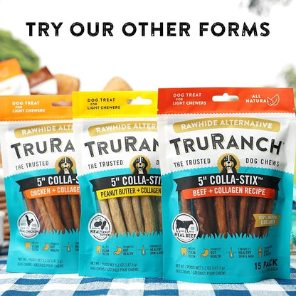 TRURANCH 5" BBQ Collagen Skewers - Collagen Dog Chews - Long Lasting Healthy Joint Support Dog Treat - Rawhide Alternative - Skin & Coat Health, 1 Bag, 15 Count