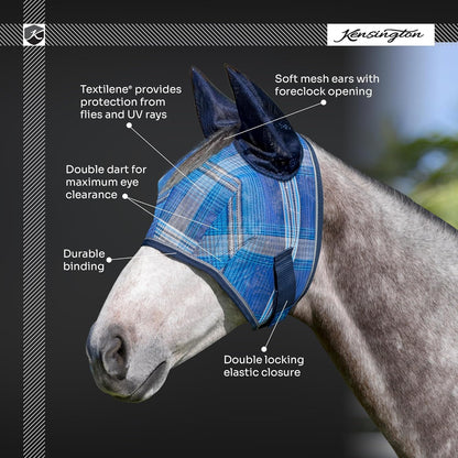Kensington Signature Fly Mask w/Web Trim, Soft Mesh Ears & Forelock Opening Size: M-Small Horse Color: 2019 - Imperial Jade