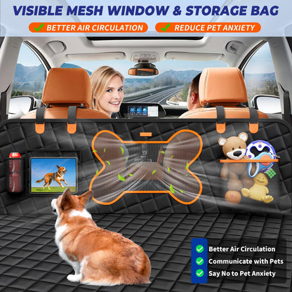 Dog Back Seat Extender for Truck, Hard Bottom Dog Car Seat Cover-Strong Support Waterproof Scratch-Proof Pet Hammock for Full Size F150/RAM1500/Silverado Crew Cab Pickup, Black - Pawvie