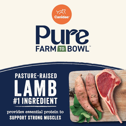 Canidae Pure Farm to Bowl Pasture-Raised Lamb & Sweet Potato, Grain-Free Dry Dog Food, Adult, 22lb
