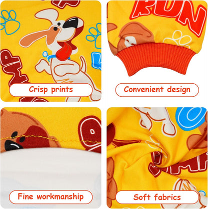 2PCS Dog Pajamas for Extral Large Dog Pjs Clothes Puppy Onesies Outfits Pet Jammies Boy Girl Male Female Apparel Breathable Paw Bone Blue Yellow Print XL