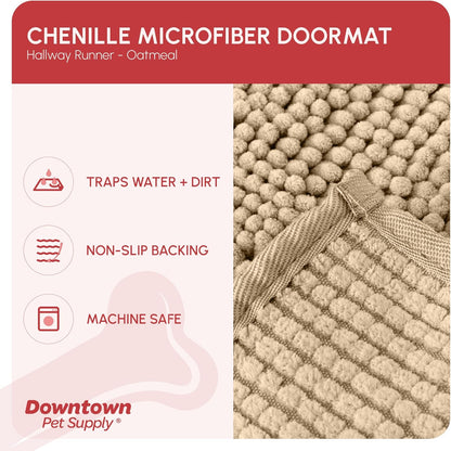 My Doggy Place Microfiber Dog Mat for Muddy Paws, 8' x 2' Oatmeal - Non-Slip, Absorbent and Quick-Drying Dog Paw Cleaning Mat, Washer and Dryer Safe - Hallway Runner