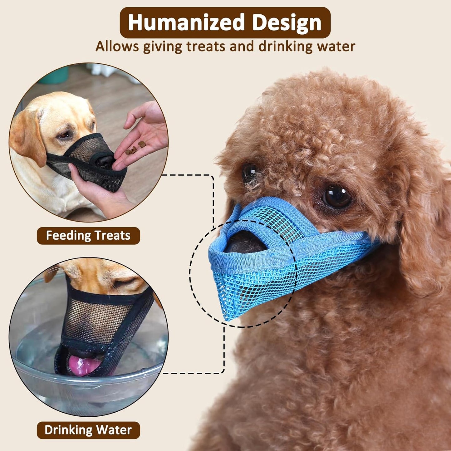 Crazy Felix Nylon Dog Muzzle for Small Medium Large Dogs Dachshund Beagle Poodle Labrador, Air Mesh Breathable and Drinkable Pet Mouth Guard for Anti-Biting Chewing Scavenging(XS, Blue)