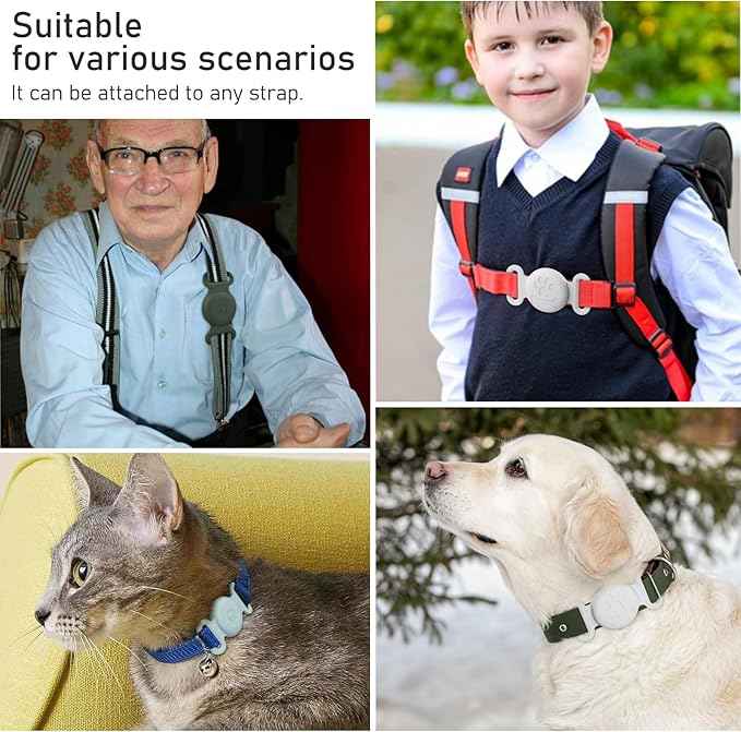 2 Pack Case for Airtag Dog Cat Collar Holder, Soft Silicone Anti-Lost Waterproof Protective Case Compatible with Apple Airtag, for Pet Dog Cat Collars Holder