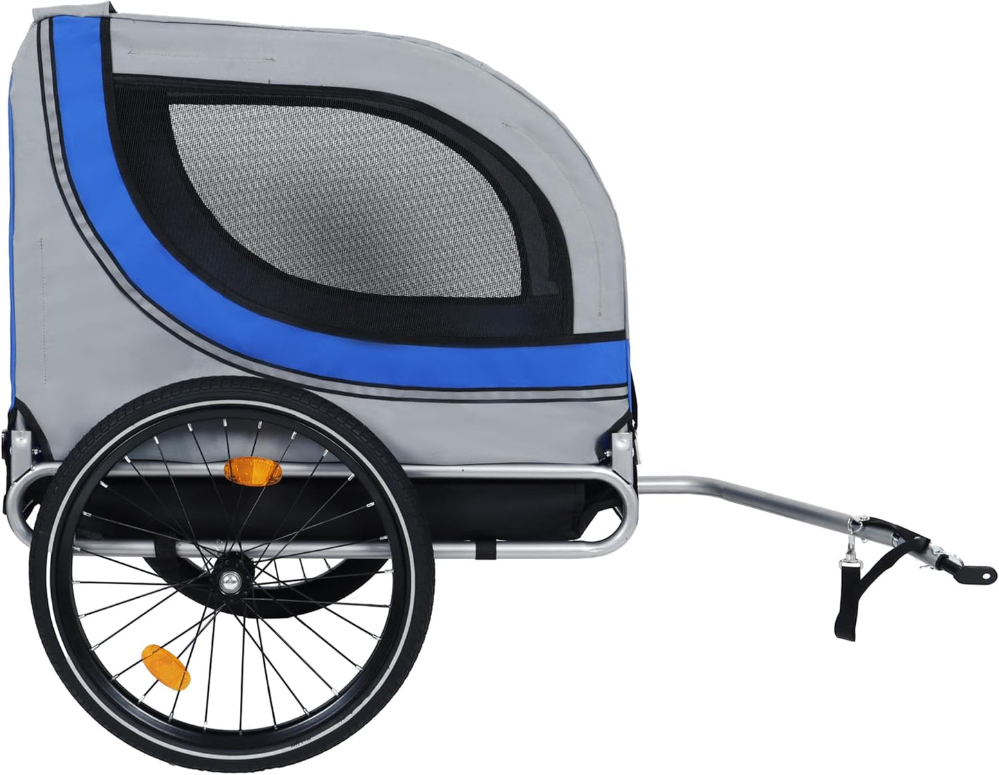 Blue-Grey Large Folding Bike Trailer for Dogs – Heavy-Duty Steel Frame, 66LB Capacity Pet Carrier for All-Terrain Cycling, Jogging & Camping Adventures! - Pawvie