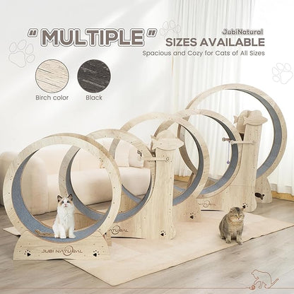 Cat Exercise Wheel, 43" Cat Running Wheel for Indoor Cats with Quiet Carpeted Runway, Cats Treadmill Wheels with Locking Mechanism, Cat's Weight Loss and Health - Black