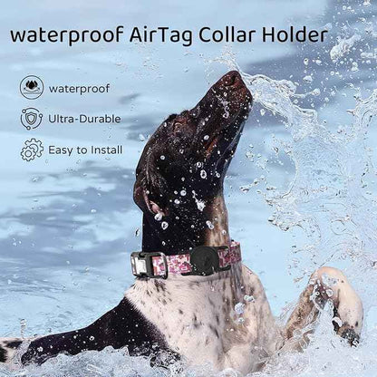 for Airtag Dog Collar Holder – IP68 Waterproof Dog Air Tag Holder for Dog Collar, Anti-Lost & Durable Silicone Case, Compatible with Apple AirTags (Black)