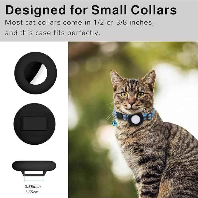 AirTag Holder for Cat Collar, Compatible with Apple Airtag GPS Tracker for Cats Replacement Parts (2 Pack Black) AirTag not Included.
