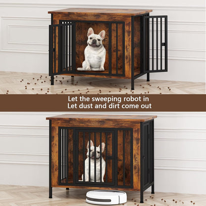 EasyCom 31.5" Small Dog Crate Furniture, Chew-Resistant Dog Crates for Small and Medium Dogs, Dog Kennel Furniture Indoor with 2 Doors and 3.94" Raised Feet, as TV Stand, End Table, Crate Table