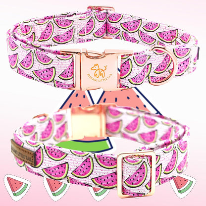 Elegant little tail Dog Collar, Watermelon Print Pet Collar Summer Dog Collar Durable Metal Buckle Dog Collars Cotton Pet Adjustable Dog Collars for X-Small Dogs