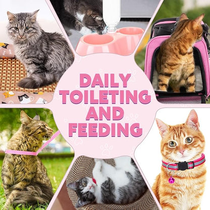 38 Pcs Kitten Supplies Starter Kit Cat Essentials Set Include Cat Scratcher Cardboard Stainless Steel Litter Box Bed Carrier Kitten Toys Accessories for Welcome Gift Supplies