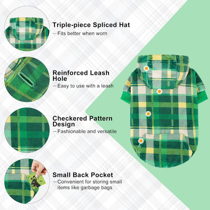 BEAUTYZOO Dog Hoodie Sweaters for Small Medium Large Size Dogs Girls Boys- Premium Quality, Ultra Soft, Superior Comfort Fit, Fleece Lined Hooded Sweatshirt- Cold Weather Pet Clothes Winter Coat,Plaid