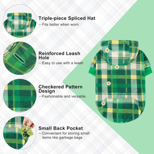 BEAUTYZOO Dog Hoodie Sweaters for Small Medium Large Size Dogs Girls Boys- Premium Quality, Ultra Soft, Superior Comfort Fit, Fleece Lined Hooded Sweatshirt- Cold Weather Pet Clothes Winter Coat,Plaid