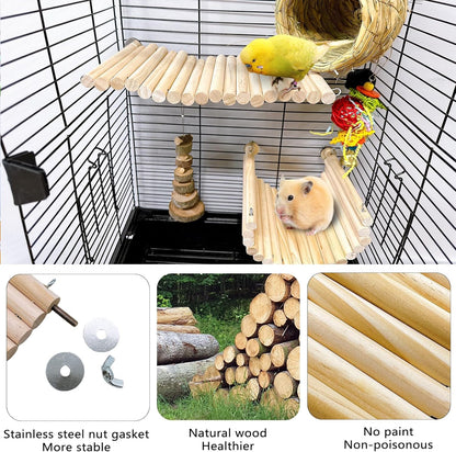 2Pcs Chinchilla Wood Ledge Hamster Wooden Flexible Platform Perch Climbing Toys Cage Accessories for Rat Mouse Sugar Glider Small Animal
