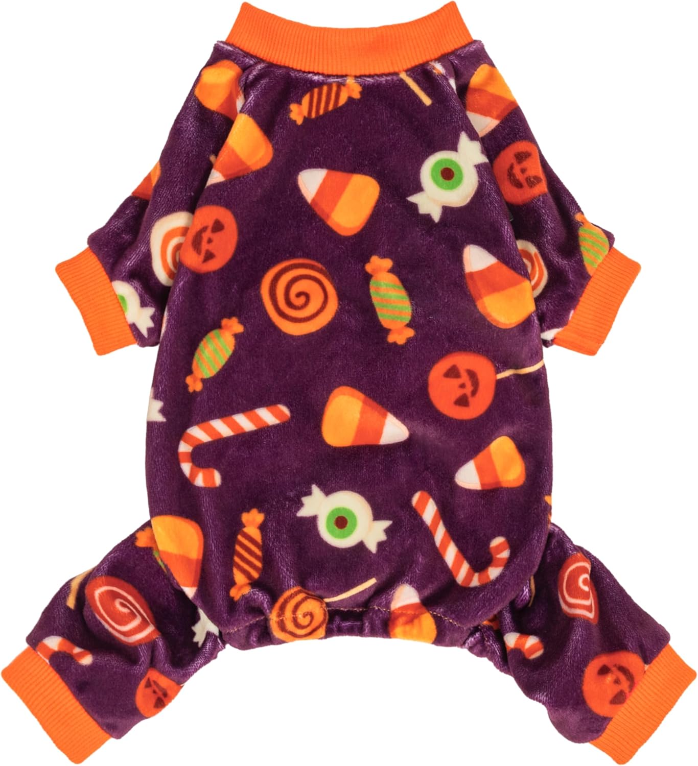 Fitwarm Halloween Candy Dog Pajamas, Funny Costumes for Small Dogs Boy Girl, Pet Outfit, Purple, Orange, XXL